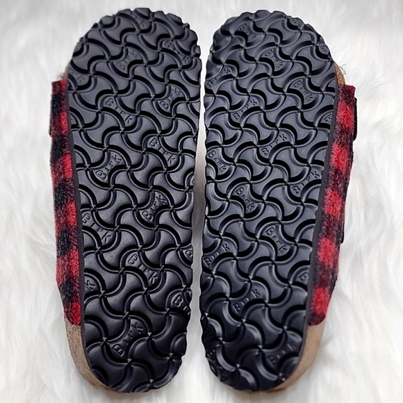 Birkenstock Arizona Wool Shearling Sandal Plaid Red - Picture 16 of 17